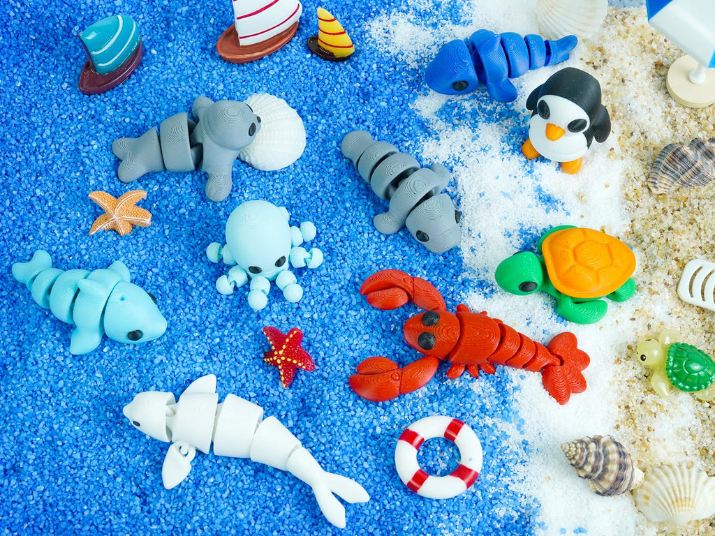 Ocean Animals Egg Surprise Toy Set – 3D Printed Articulated Mini Marine Creatures Gift for Kids