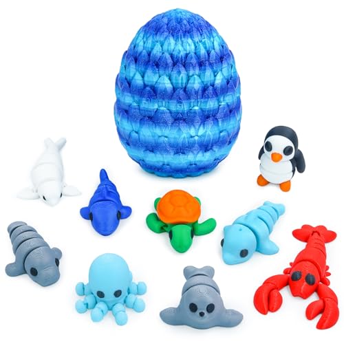 Ocean Animals Egg Surprise Toy Set – 3D Printed Articulated Mini Marine Creatures Gift for Kids