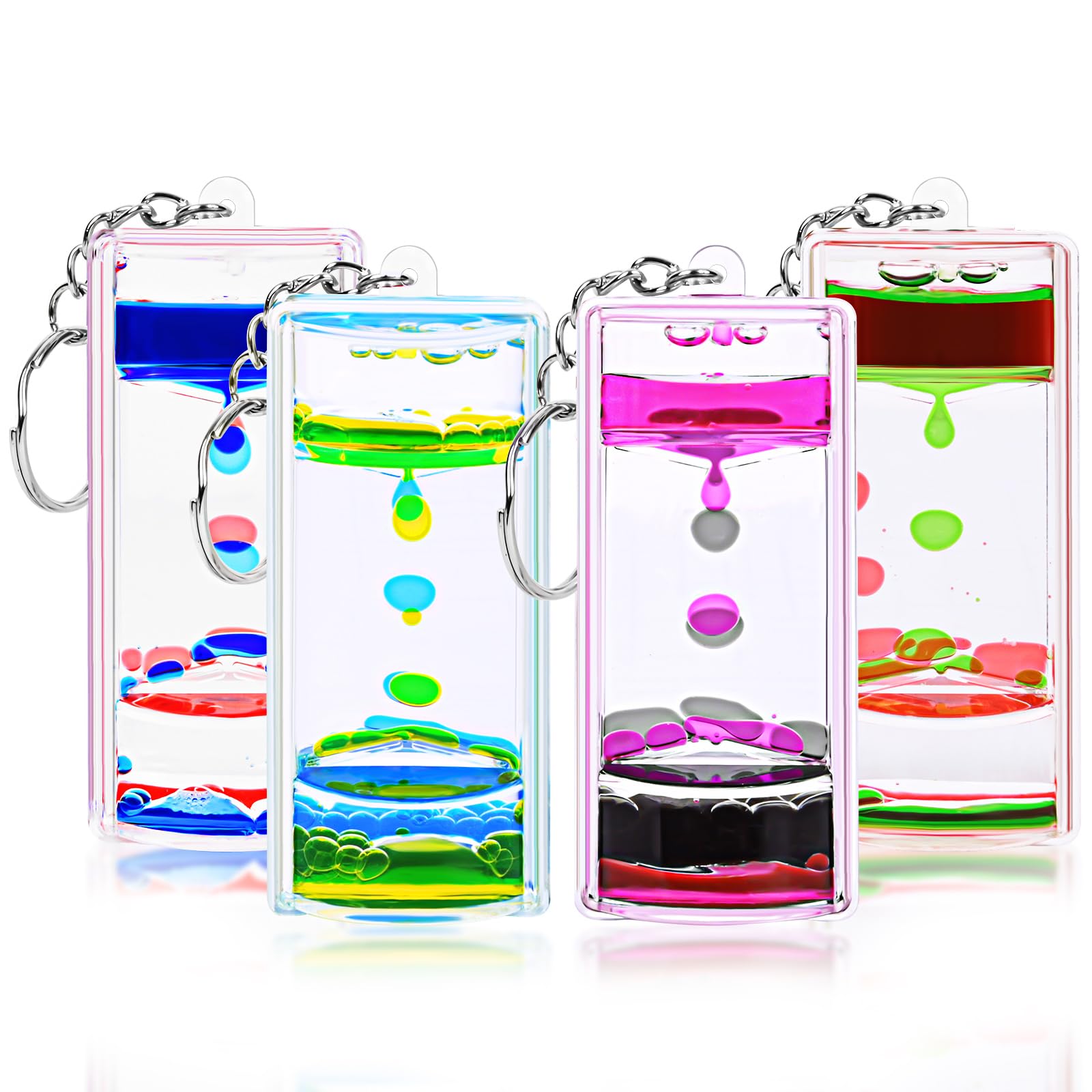 OCTTN 6-Pack Liquid Motion Bubbler Keychains – Colorful Hourglass Timer Fidget Toy for Stress Relief, Portable Keychain Set for Adults & Kids 5+