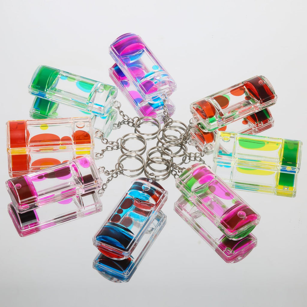 OCTTN 6-Pack Liquid Motion Bubbler Keychains – Colorful Hourglass Timer Fidget Toy for Stress Relief, Portable Keychain Set for Adults & Kids 5+