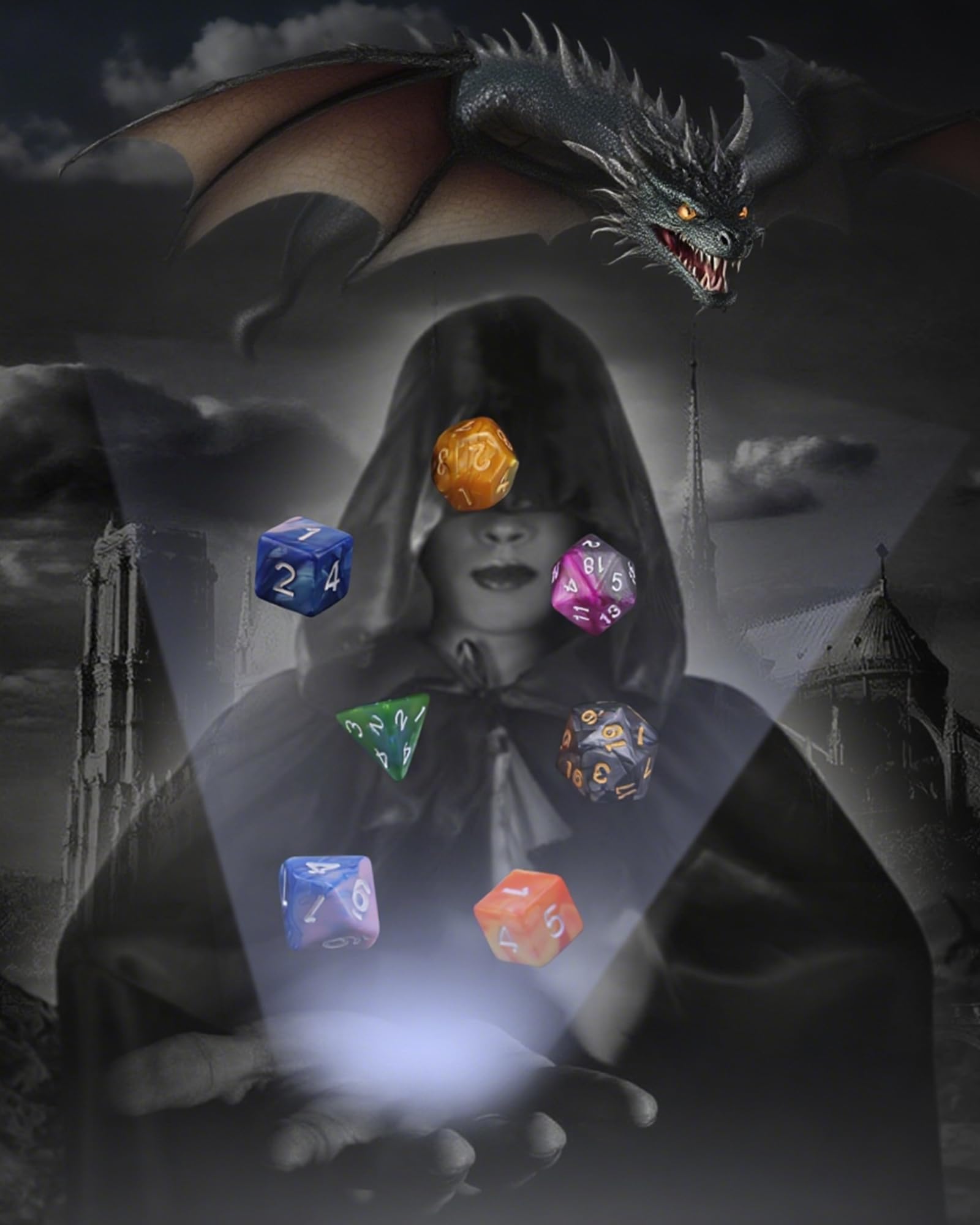 ODINROLL 42-Piece Polyhedral Dice Set - 6 Complete RPG Sets with Bag for D&D, Pathfinder