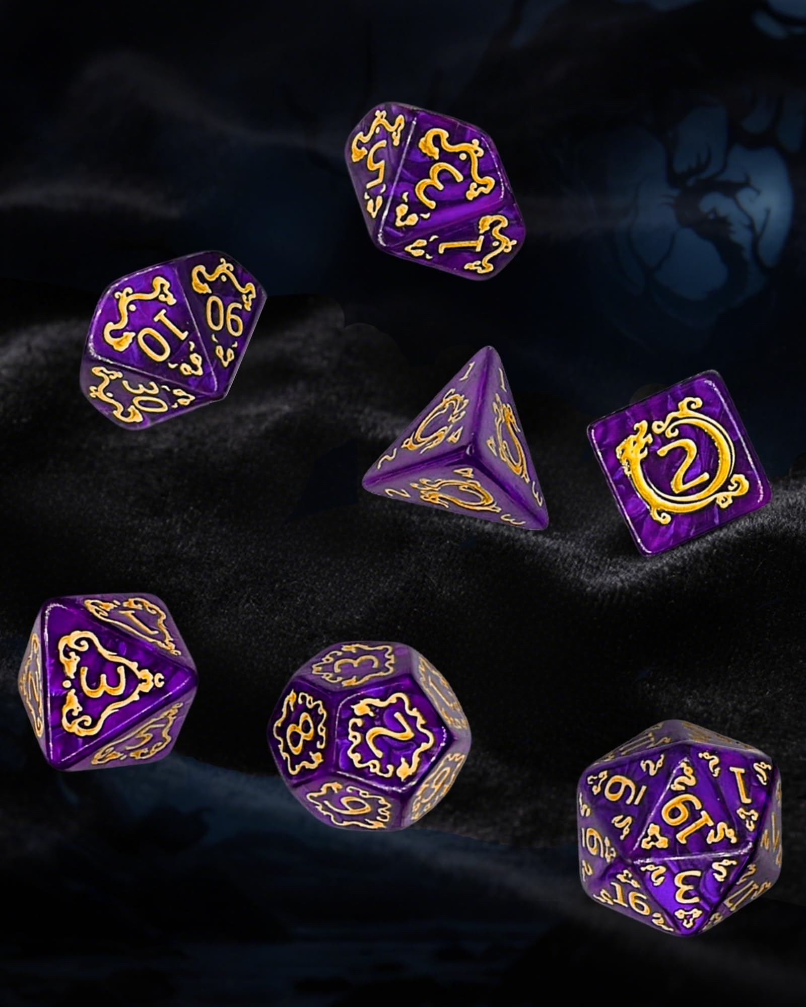 ODINROLL 42 Polyhedral Dice Set: 6 Full Sets with D20, D12, D10, D8, D6, D4 and Storage Pouch