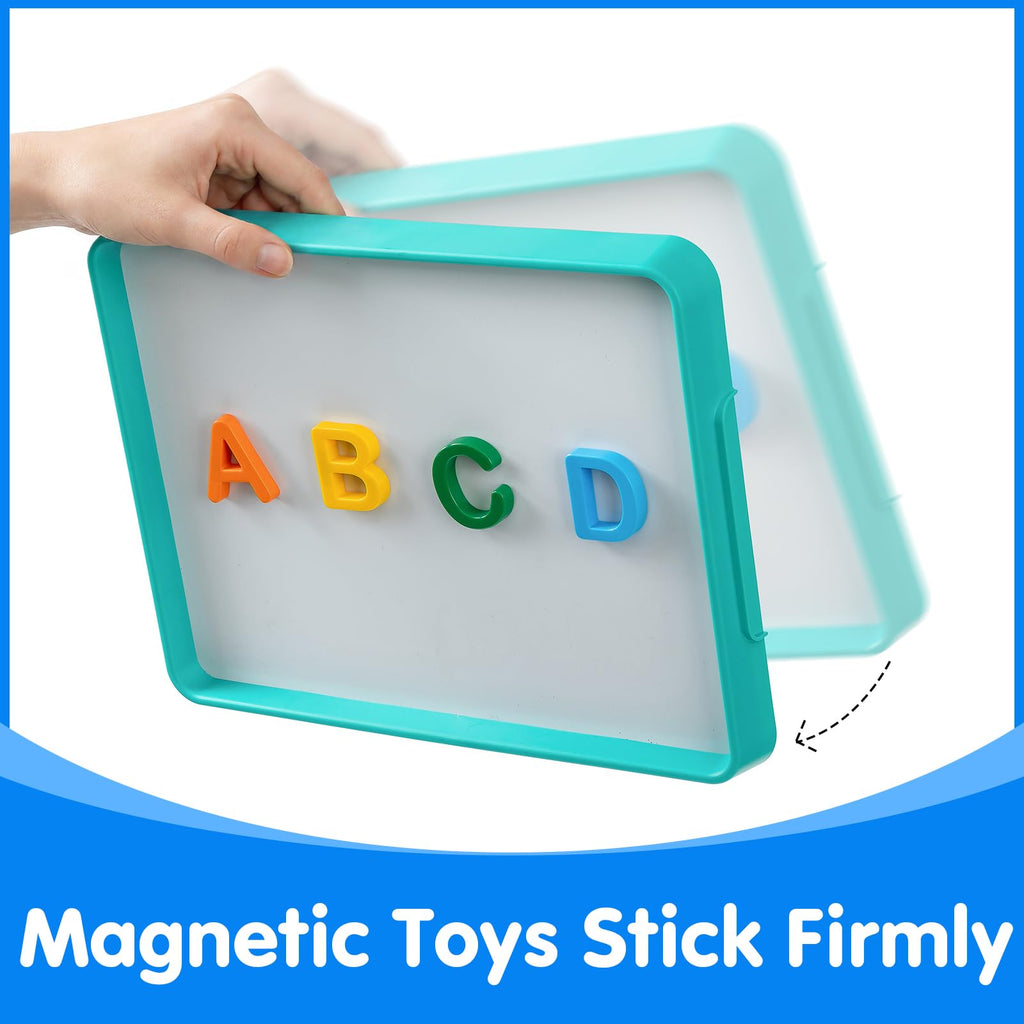 Odoorgames Magnetic Dry Erase Board for Kids – 13.2" x 10" Stackable Tray with Handle – Blue