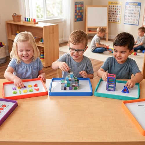 Odoorgames Magnetic Dry Erase Board for Kids – 13.2" x 10" Stackable Tray with Handle – Blue