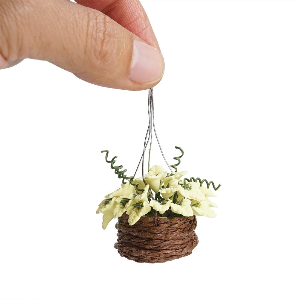 Odoria 1/12 Miniature Hanging Plants - 2 Resin Potted Plants for Dollhouse Decor