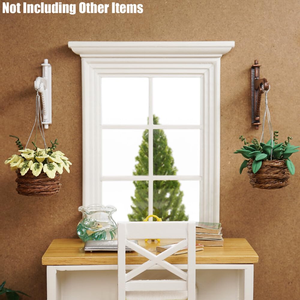 Odoria 1/12 Miniature Hanging Plants - 2 Resin Potted Plants for Dollhouse Decor