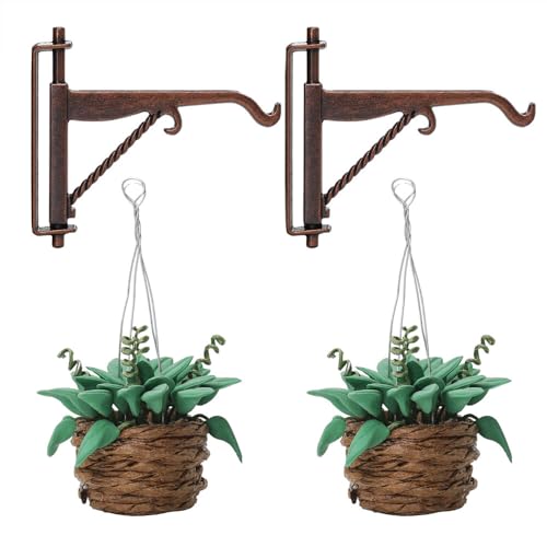Odoria 1/12 Miniature Hanging Plants with Hooks – 2 Pairs for Dollhouse Decor