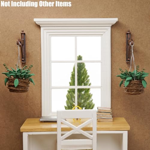 Odoria 1/12 Miniature Hanging Plants with Hooks – 2 Pairs for Dollhouse Decor