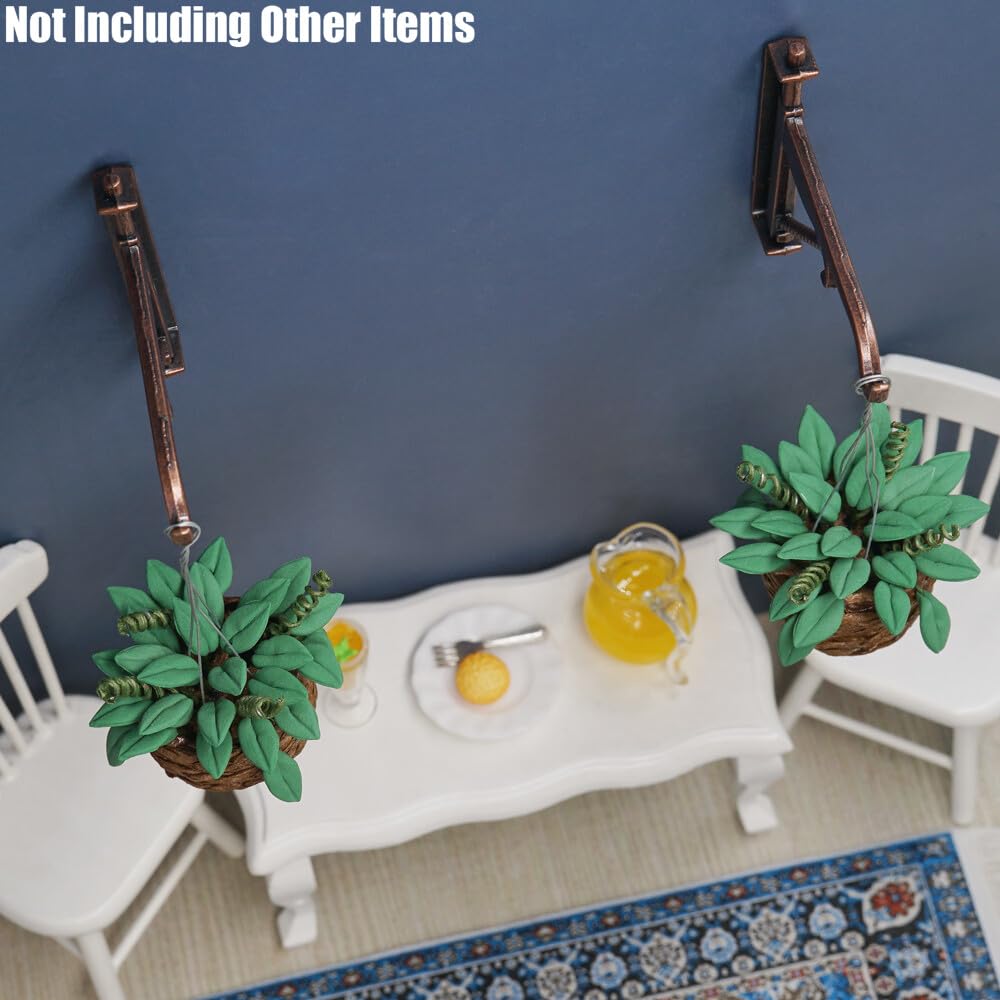 Odoria 1/12 Miniature Hanging Plants with Hooks – 2 Pairs for Dollhouse Decor