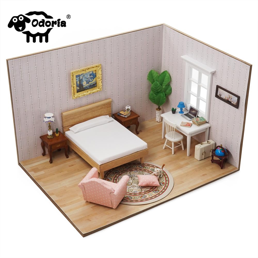 Odoria 1/12 Miniature Hanging Plants with Hooks – 2 Pairs for Dollhouse Decor