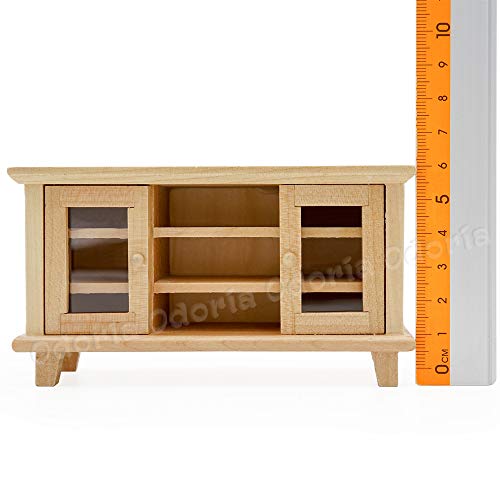 Odoria 1/12 Miniature TV Stand with TV and Remote for Dollhouse Living Room, Burlywood