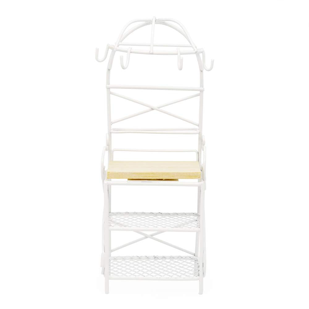 Odoria 1/12 Scale Miniature Bakers Rack for Dollhouse Kitchen - White Metal and Wood
