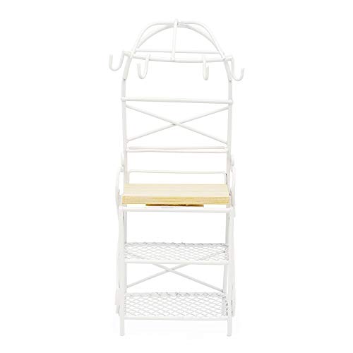Odoria 1/12 Scale Miniature Bakers Rack for Dollhouse Kitchen - White Metal and Wood