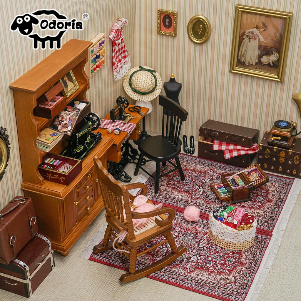 Odoria 1/12 Scale Miniature Couch with Floral Pattern for Dollhouse Living Room