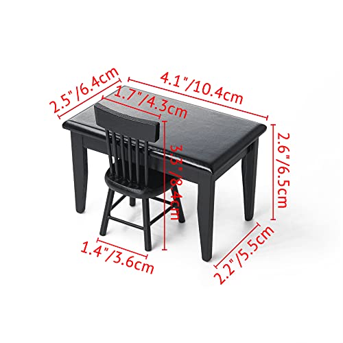 Odoria 1/12 Scale Miniature Dining Table and Chairs Set for Dollhouse - Black