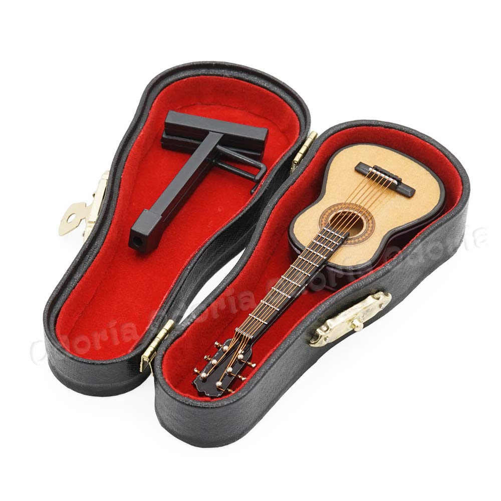 Odoria 1/12 Scale Miniature Guitar with Carrying Case for Dollhouse Décor