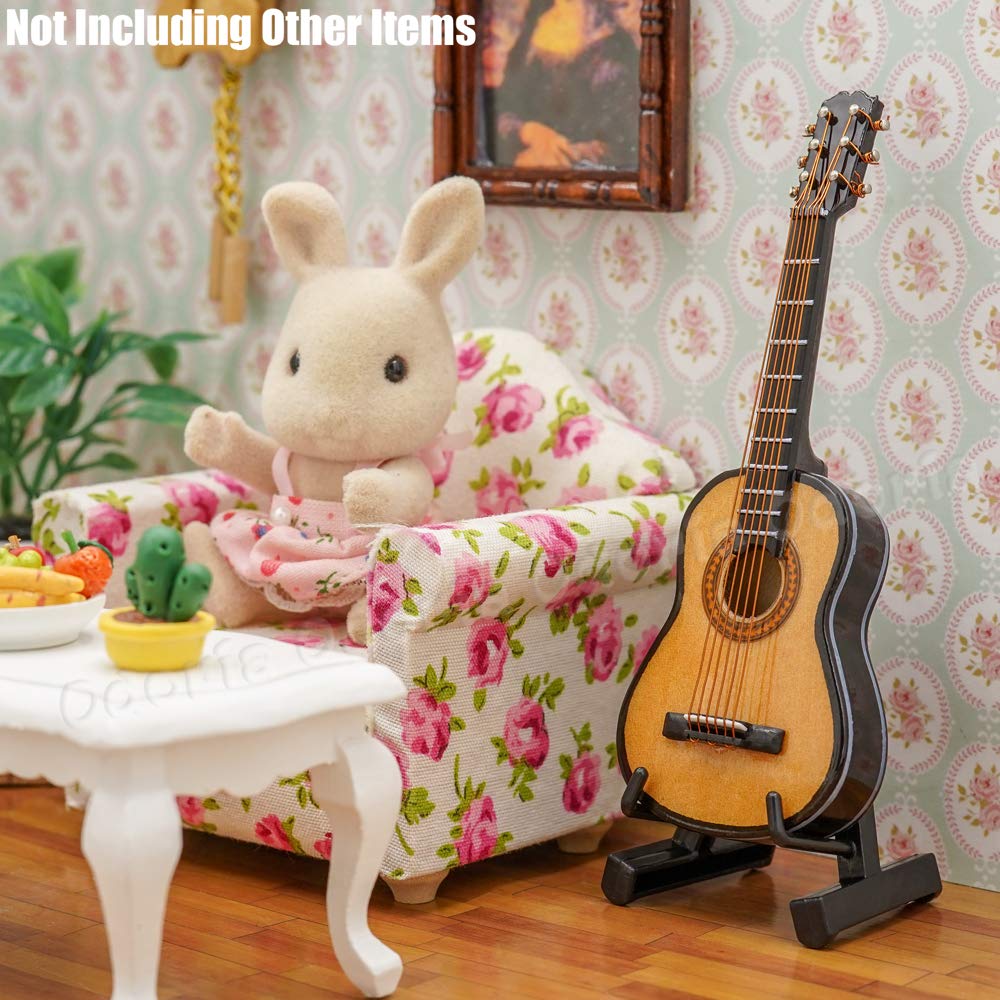 Odoria 1/12 Scale Miniature Guitar with Carrying Case for Dollhouse Décor