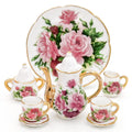 Odoria 1/6 Scale Porcelain Tea Set 8 Pieces for Dollhouse – Red Rose Design