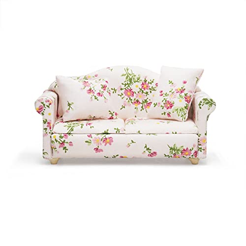 Odoria Pink Miniature Couch Sofa for 1/12 Scale Dollhouse Furniture