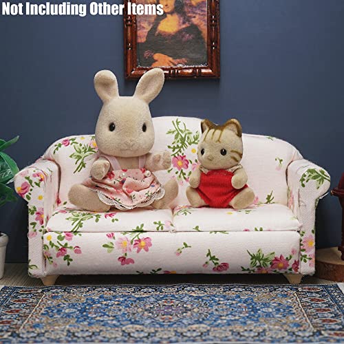Odoria Pink Miniature Couch Sofa for 1/12 Scale Dollhouse Furniture