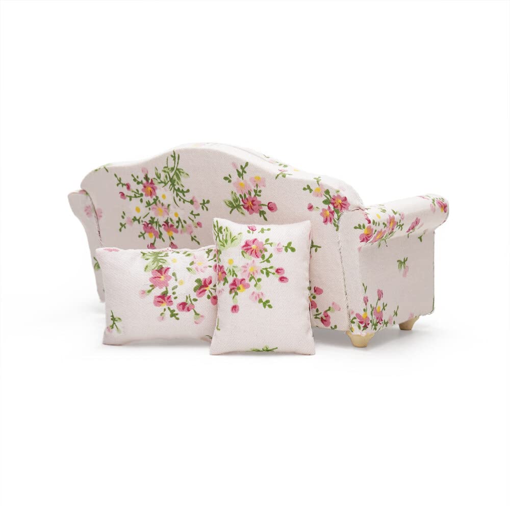 Odoria Pink Miniature Couch Sofa for 1/12 Scale Dollhouse Furniture