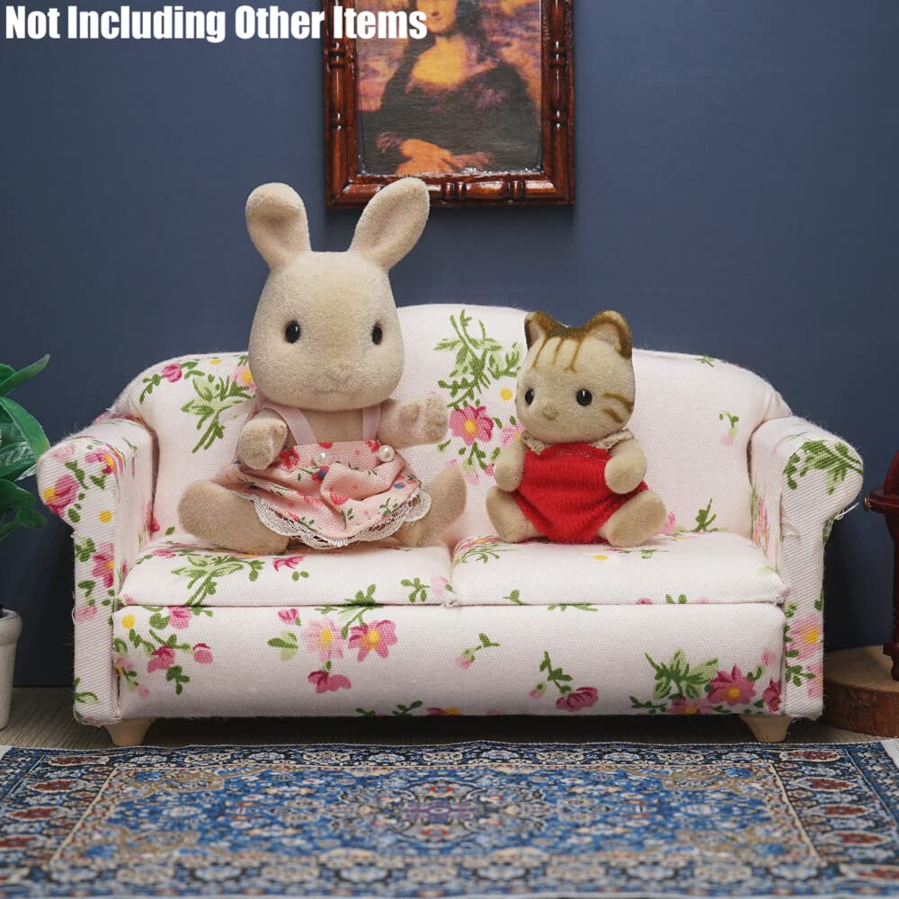Odoria Pink Miniature Couch Sofa for 1/12 Scale Dollhouse Furniture