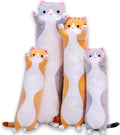 Oeonuas 19-Inch Gray Cat Plush Pillow – Long Body Cuddle Toy for Kids