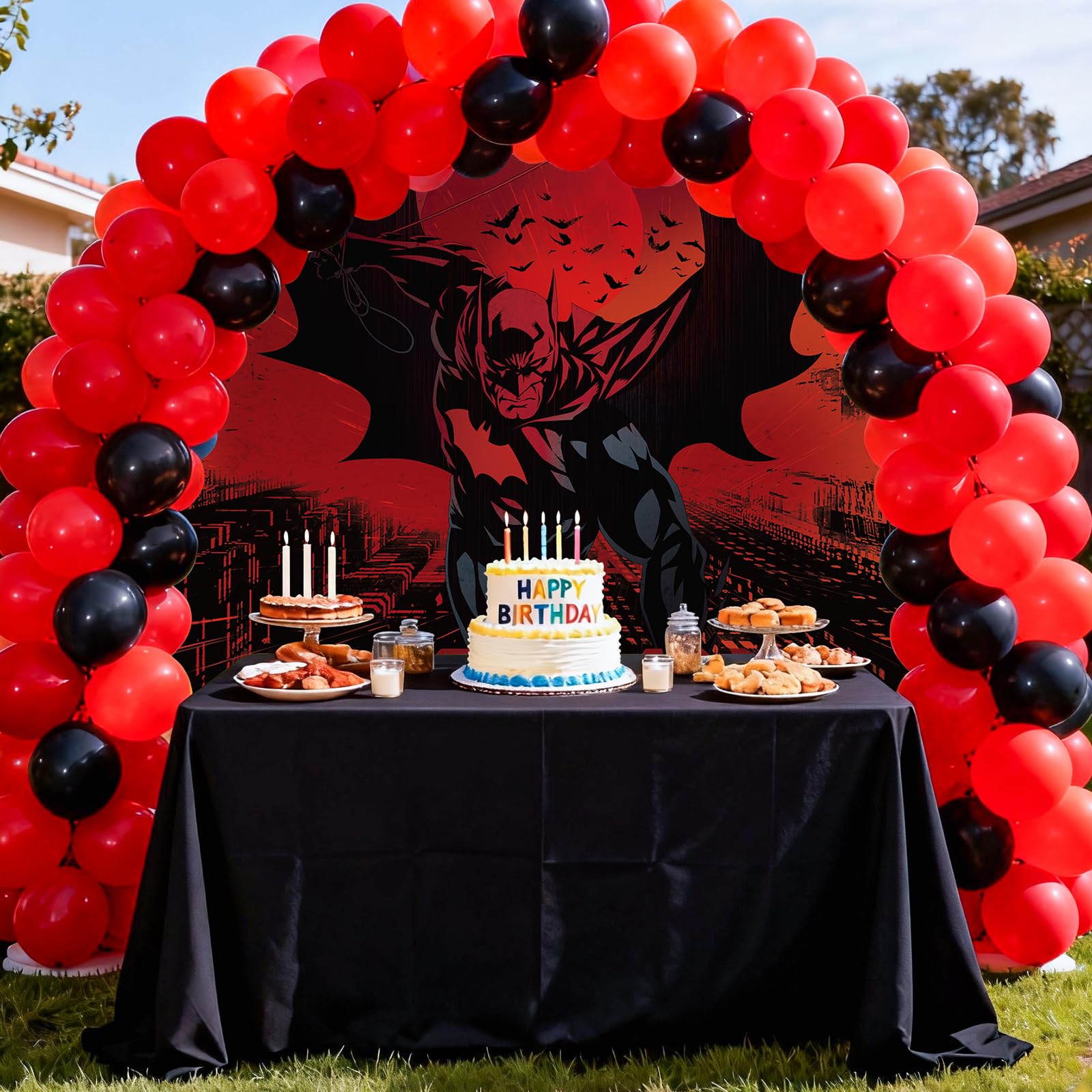 Official DC Batman Party Backdrop Banner 3x5ft – Red City Night Design for Birthdays & Decor