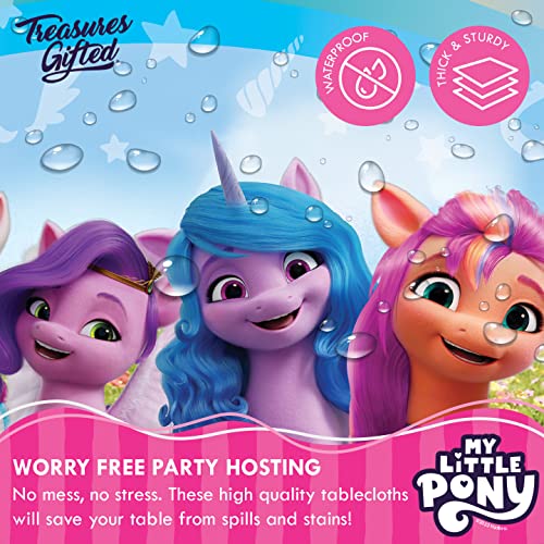 Officially Licensed My Little Pony Plastic Tablecloth 54x108 Inches - Mane 5 Characters