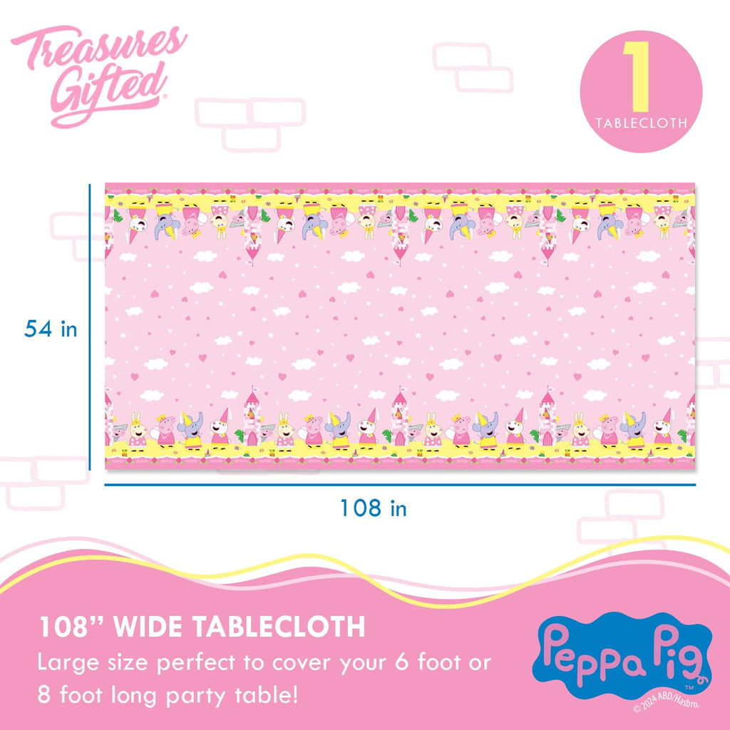 Officially Licensed Peppa Pig Tablecloth – Large Rectangular 54x108 Inch Plastic Disposable Birthday Party Decorations by Treasures Gifted