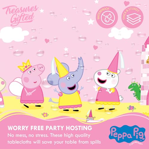 Officially Licensed Peppa Pig Tablecloth – Large Rectangular 54x108 Inch Plastic Disposable Birthday Party Decorations by Treasures Gifted