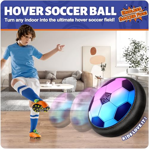 Officygnet Hover Soccer Ball with LED Lights for Kids Ages 4-12 - Indoor Air Floating Soccer Toy
