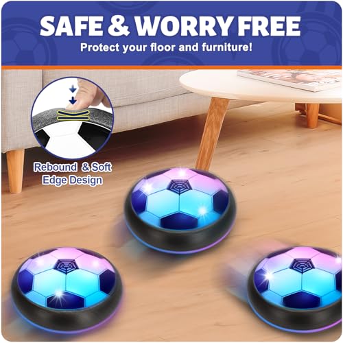 Officygnet Hover Soccer Ball with LED Lights for Kids Ages 4-12 - Indoor Air Floating Soccer Toy