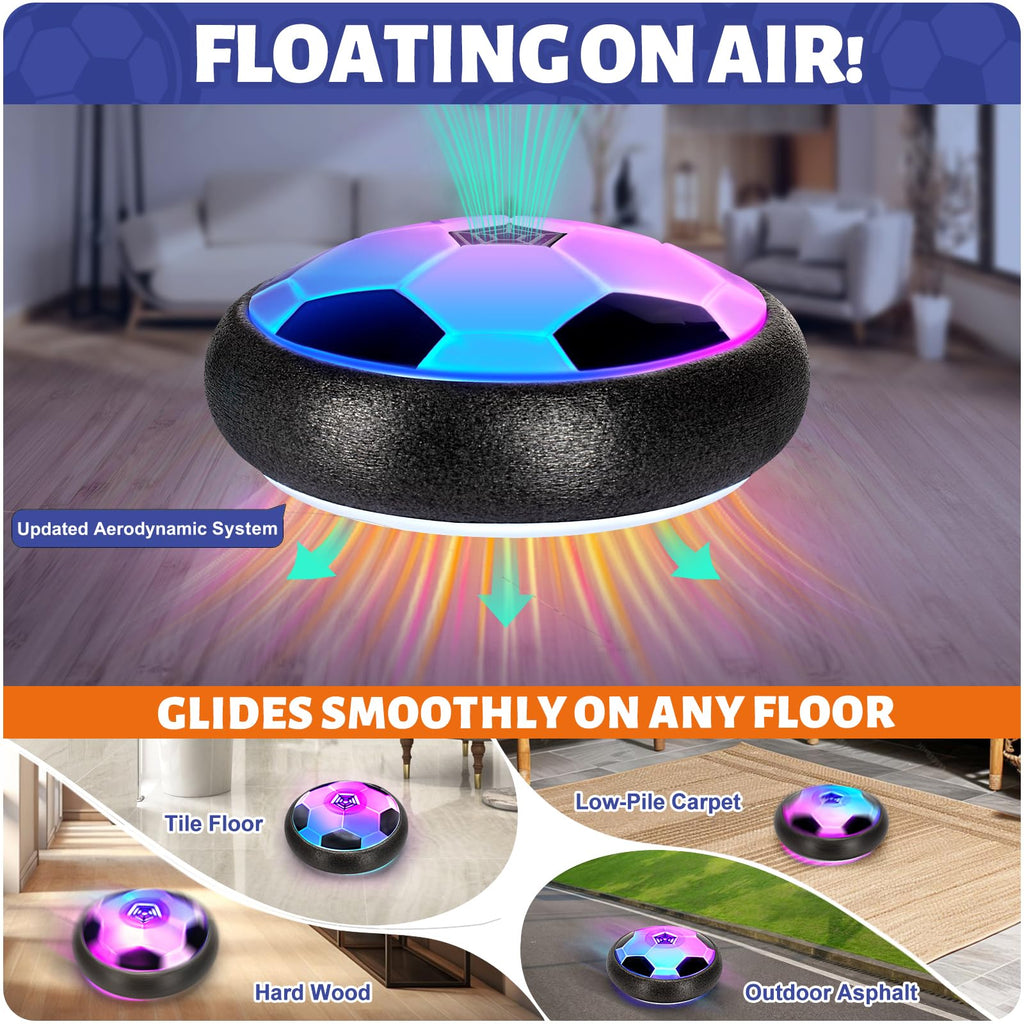 Officygnet Hover Soccer Ball with LED Lights for Kids Ages 4-12 - Indoor Air Floating Soccer Toy