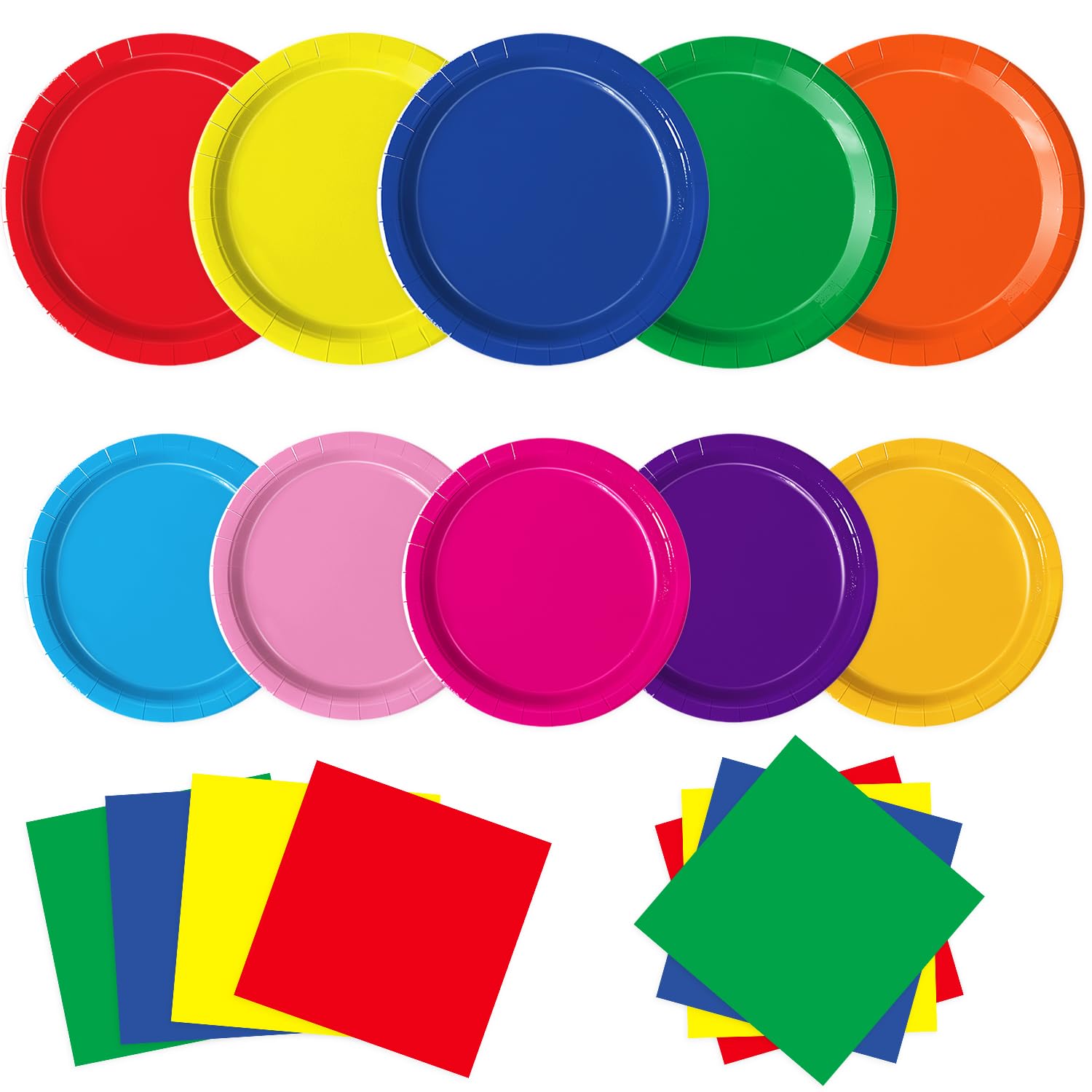 Oigco 60 PCS Colorful Paper Plates and Napkins Set – Pastel Rainbow Disposable Tableware for Parties, Birthdays, Baby Showers