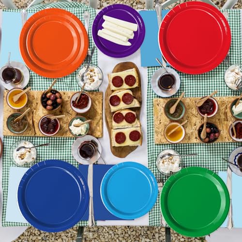 Oigco 60 PCS Colorful Paper Plates and Napkins Set – Pastel Rainbow Disposable Tableware for Parties, Birthdays, Baby Showers