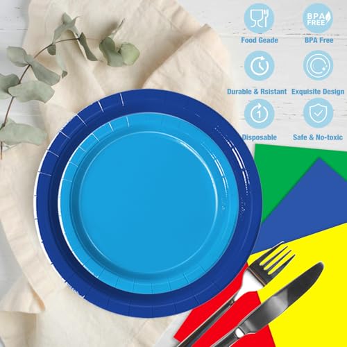 Oigco 60 PCS Colorful Paper Plates and Napkins Set – Pastel Rainbow Disposable Tableware for Parties, Birthdays, Baby Showers