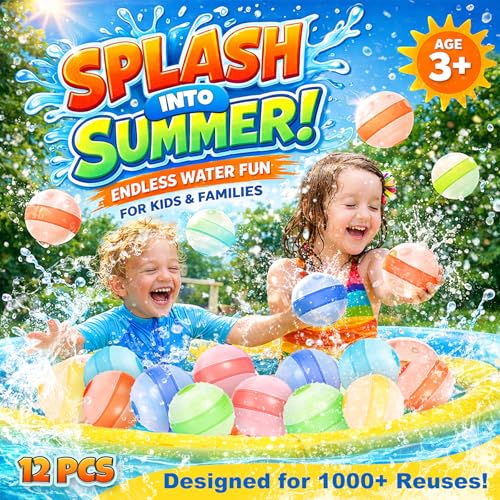 Oiqieay Self-Sealing Reusable Water Balloons – 6 Pack Soft Silicone Splash Balls for Kids Ages 3+