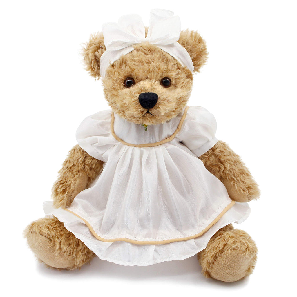Oitscute 10" Baby Teddy Bear in White Sleepwear - Soft Plush Toy for Ages 1+