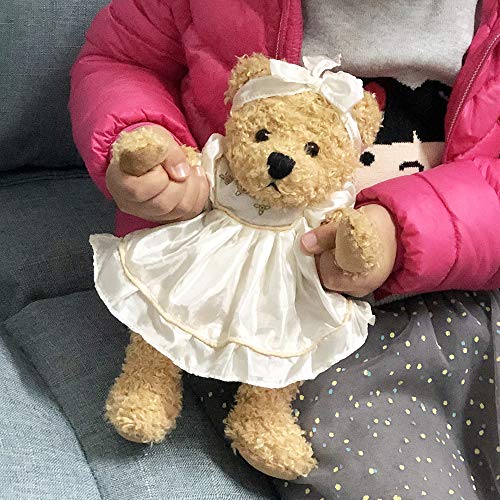 Oitscute 10" Baby Teddy Bear in White Sleepwear - Soft Plush Toy for Ages 1+