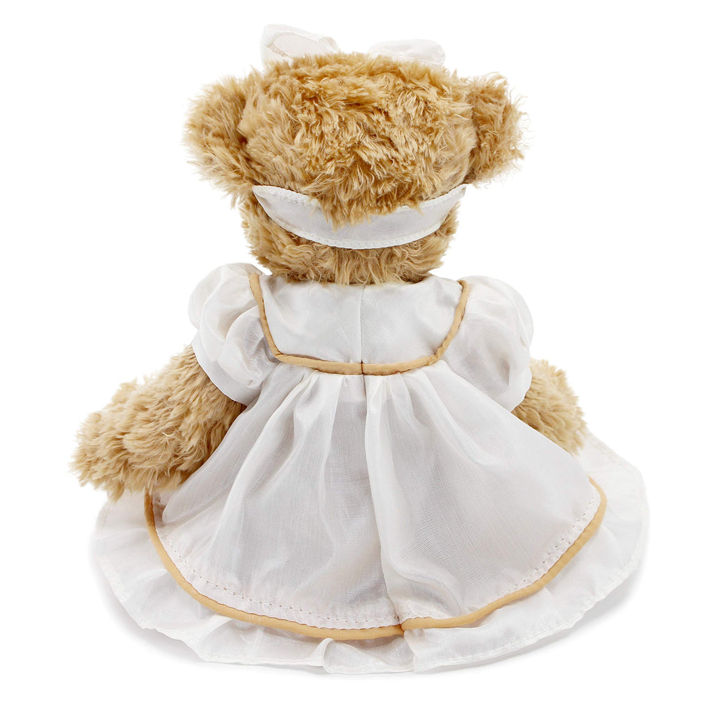 Oitscute 10" Baby Teddy Bear in White Sleepwear - Soft Plush Toy for Ages 1+