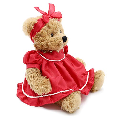 Oitscute 10 Inch Baby Teddy Bear with Red Lace Dress – Soft Plush Stuffed Animal