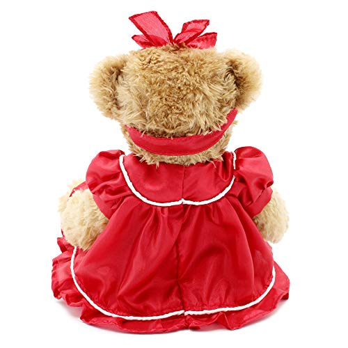 Oitscute 10 Inch Baby Teddy Bear with Red Lace Dress – Soft Plush Stuffed Animal