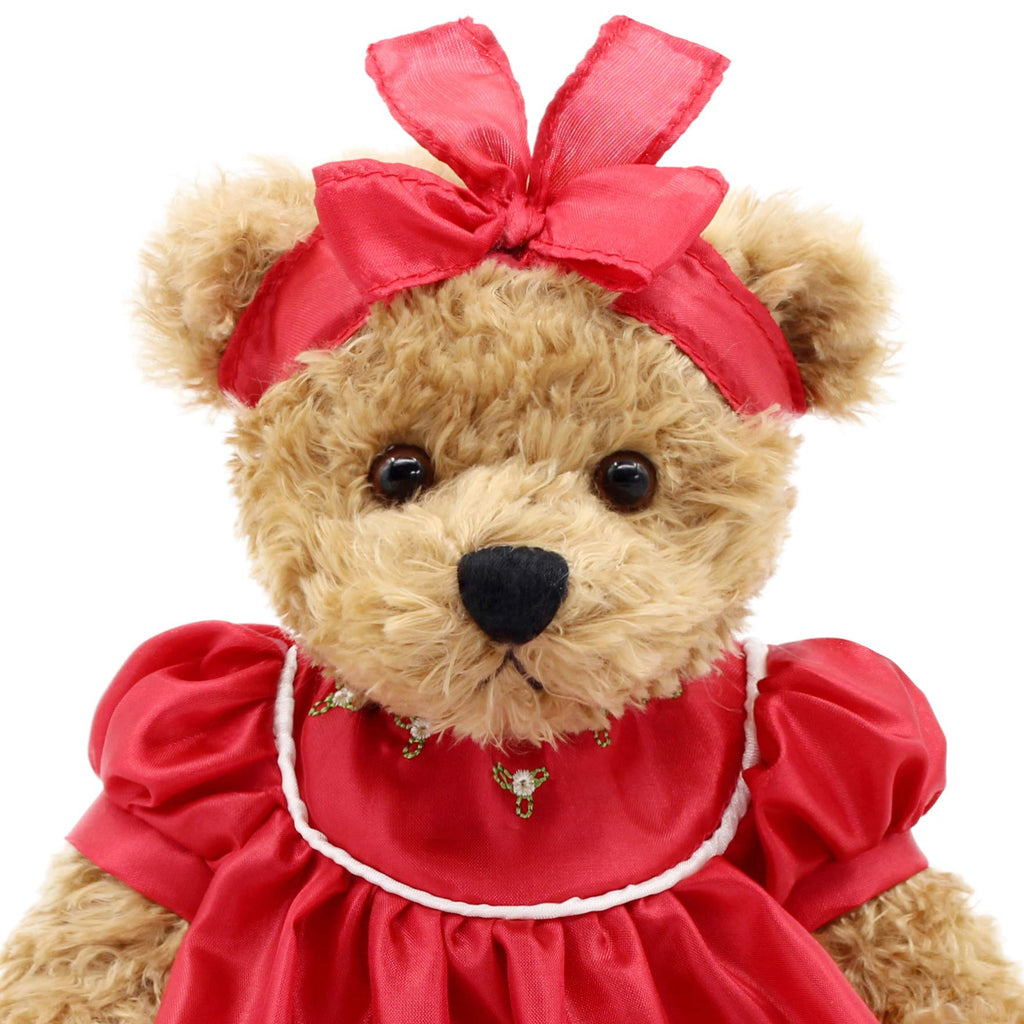 Oitscute 10 Inch Baby Teddy Bear with Red Lace Dress – Soft Plush Stuffed Animal