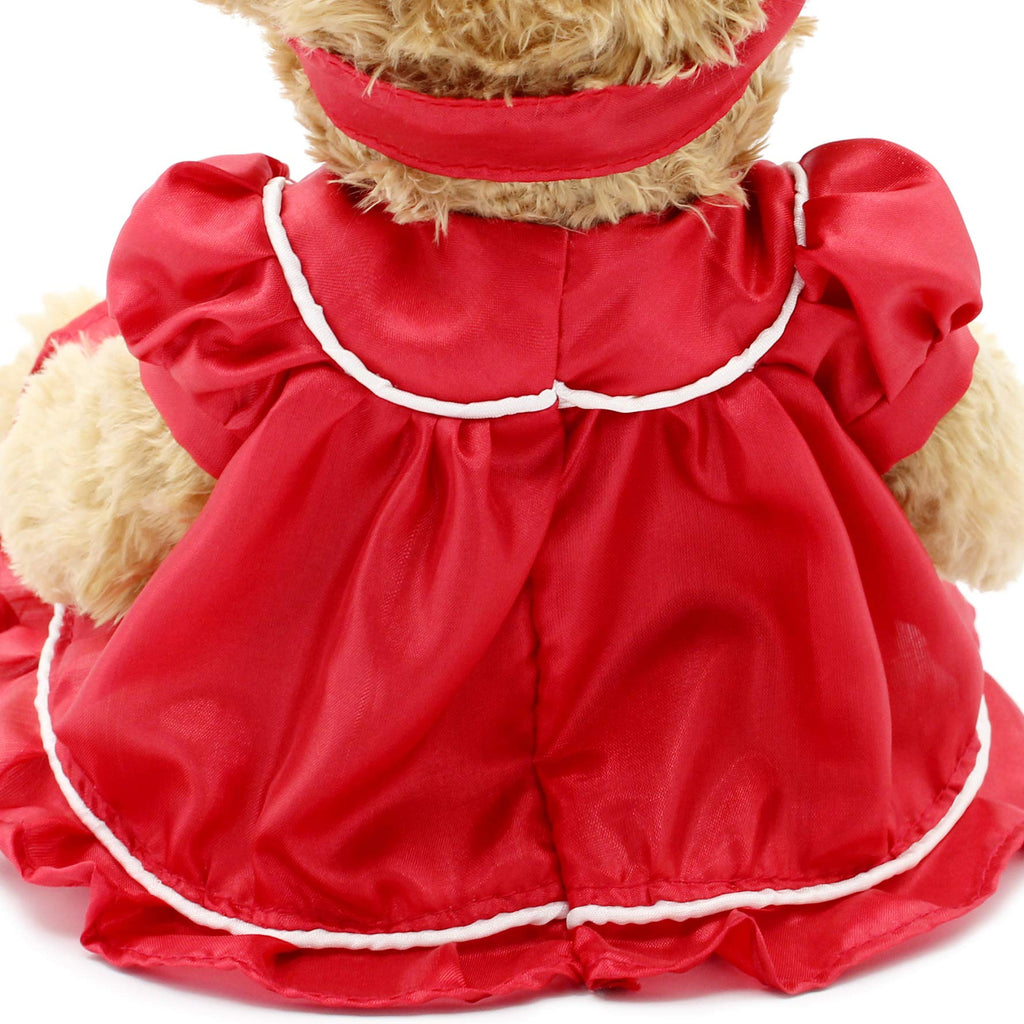 Oitscute 10 Inch Baby Teddy Bear with Red Lace Dress – Soft Plush Stuffed Animal