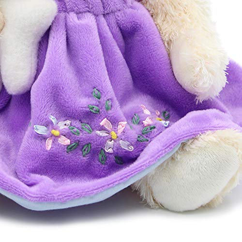 Oitscute 10-Inch Plush Teddy Bear in Purple Dress – Soft Stuffed Toy for Ages 1+