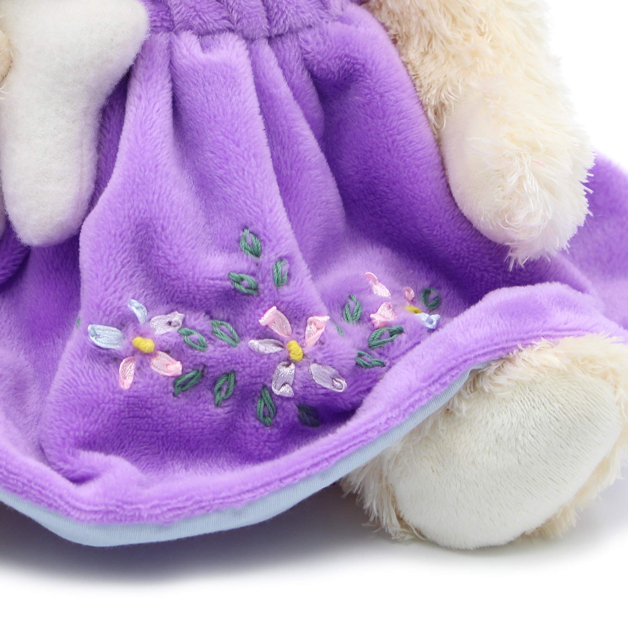 Oitscute 10-Inch Plush Teddy Bear in Purple Dress – Soft Stuffed Toy for Ages 1+