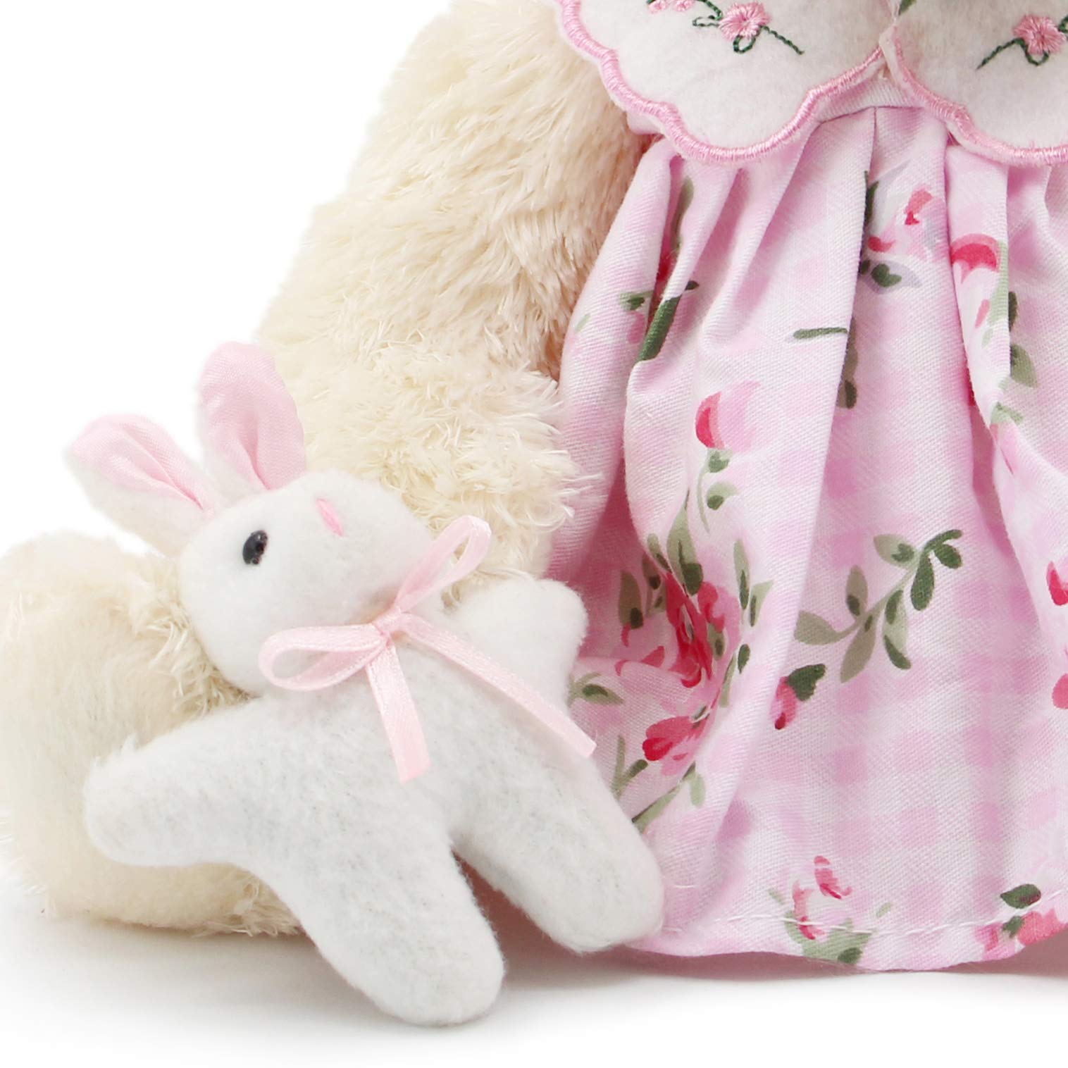 Oitscute 10" Plush Teddy Bear in Pink Dress with Rabbit Design – Soft Stuffed Animal for Ages 1+