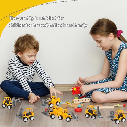 OJYUDD Set of 24 Mini Construction Vehicles – Pull-Back Toy Trucks for Kids, Party Favors, and Rewards