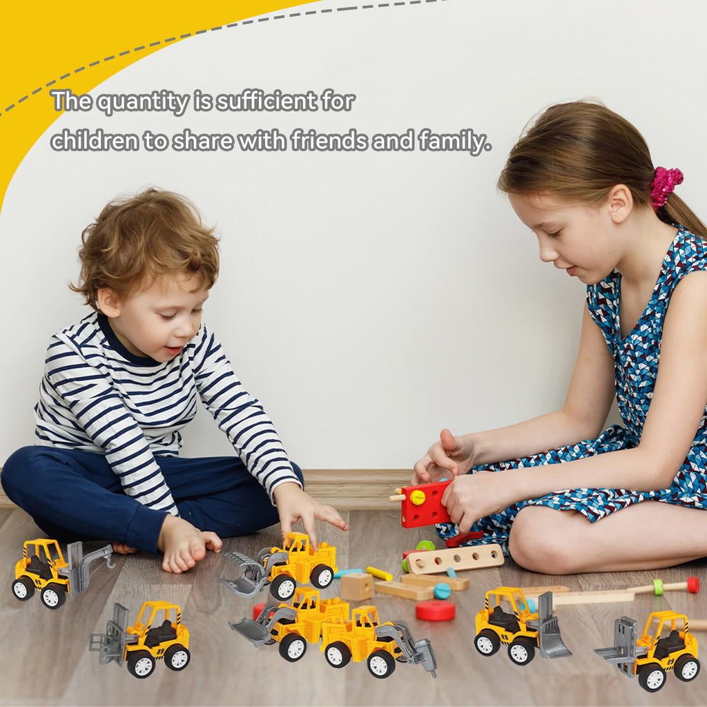 OJYUDD Set of 24 Mini Construction Vehicles – Pull-Back Toy Trucks for Kids, Party Favors, and Rewards